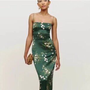 Reformation Buena Frankie Silk Midi Dress